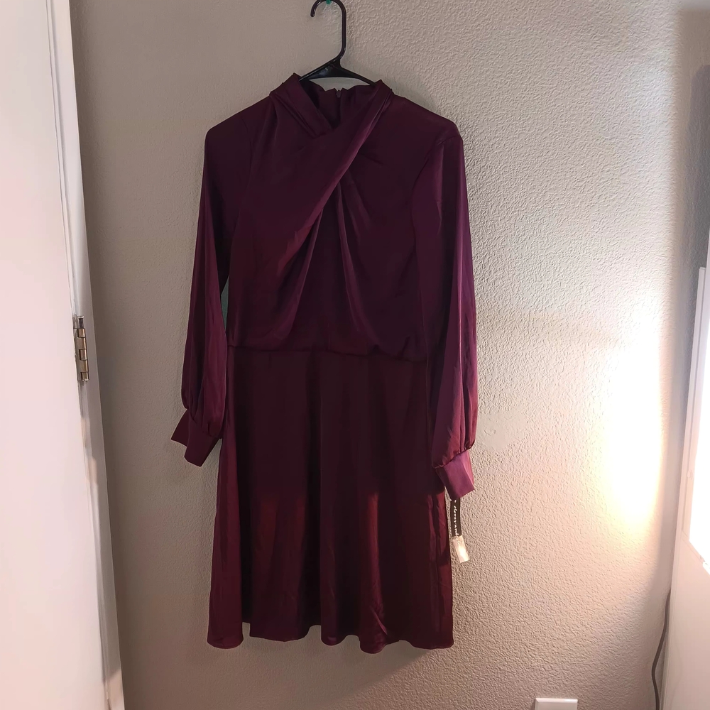 Chic Long Sleeve Maroon Dress